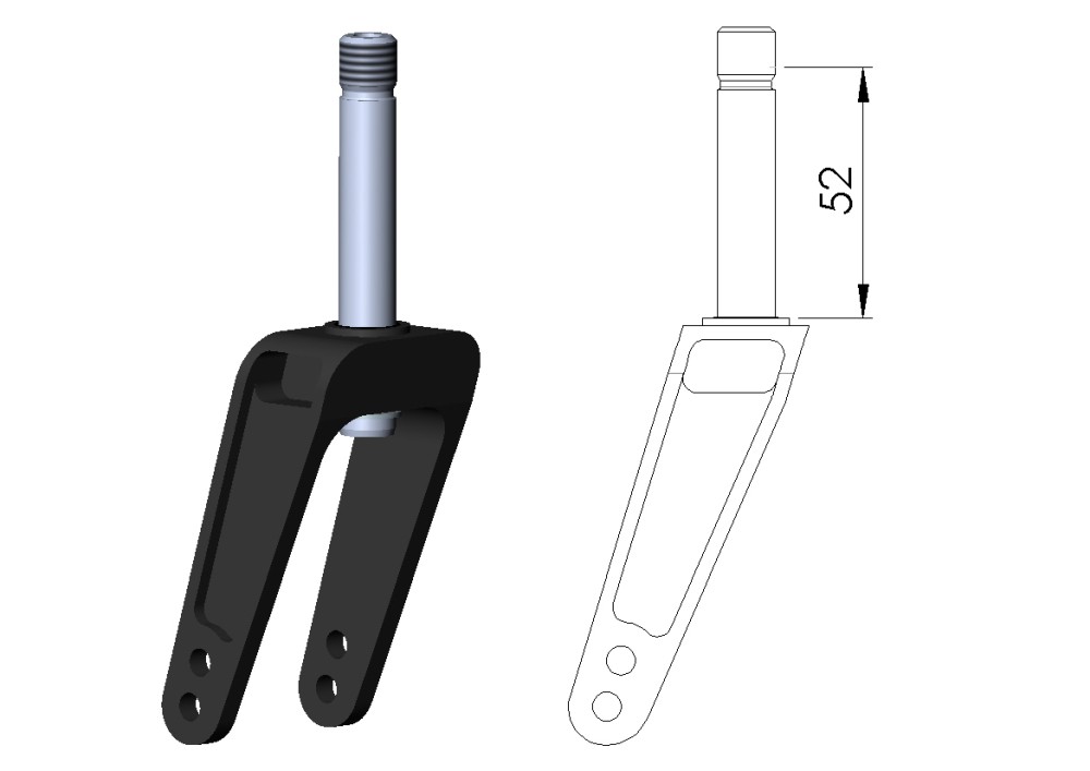 Lenkradgabel kurz 52