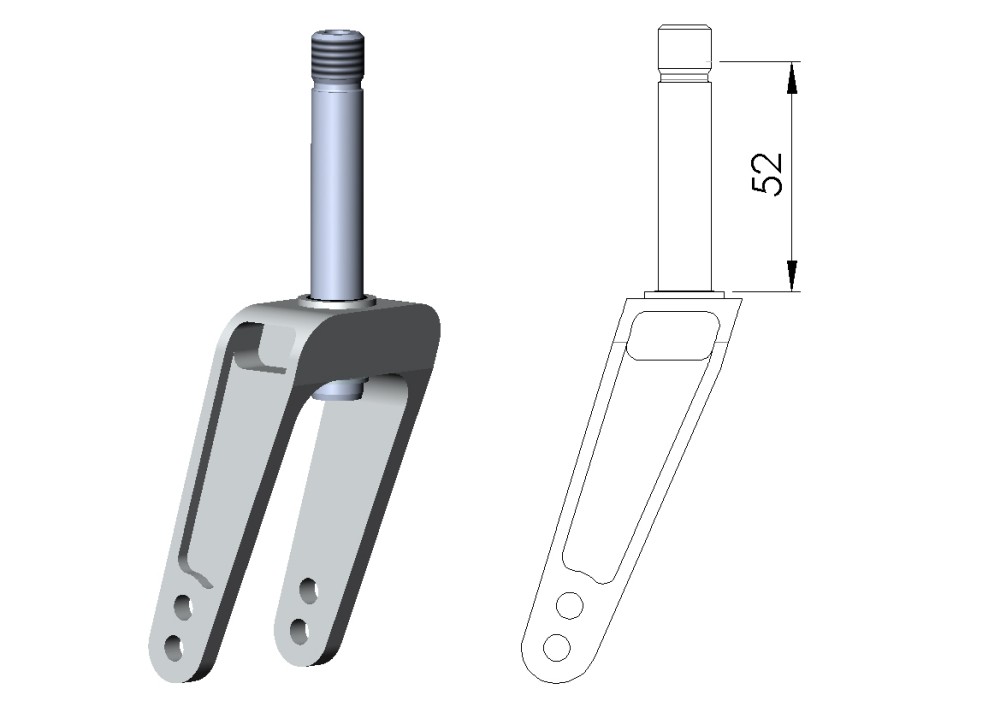 Lenkradgabel kurz 52